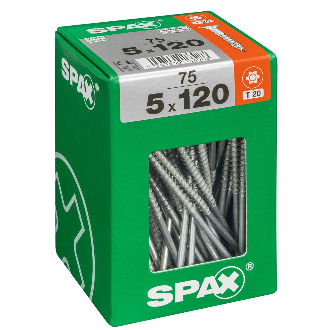 Universalschrauben T20 T-Star plus Edelstahl verzinkt 5,0 x 120 mm 75 Stück