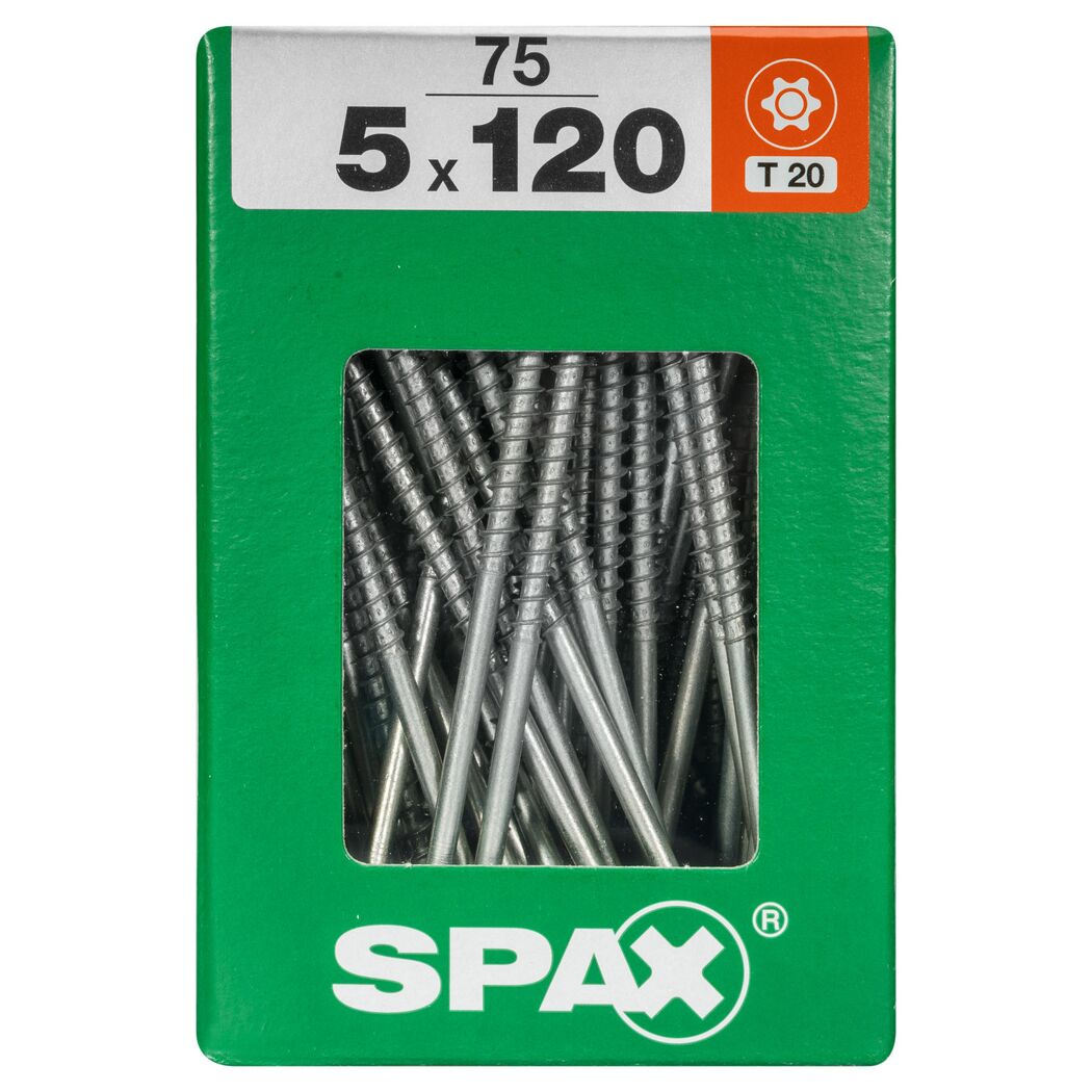 Universalschrauben T20 T-Star plus Edelstahl verzinkt 5,0 x 120 mm 75 Stück
