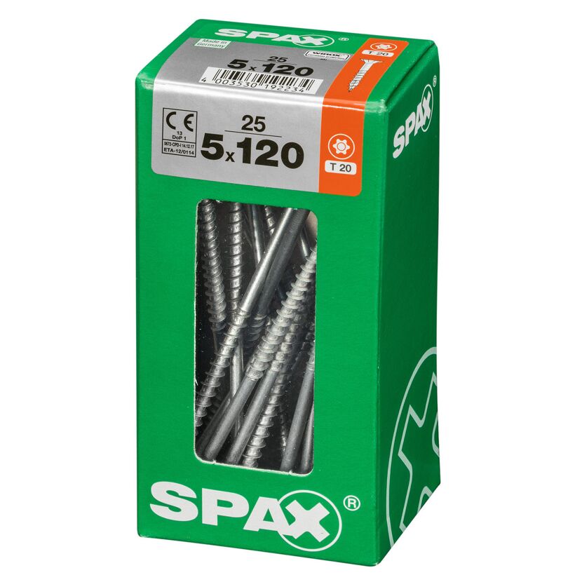 Universalschrauben T20 T-Star plus Edelstahl verzinkt 5,0 x 120 mm 25 Stück