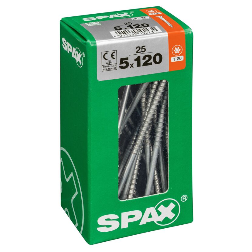 Universalschrauben T20 T-Star plus Edelstahl verzinkt 5,0 x 120 mm 25 Stück
