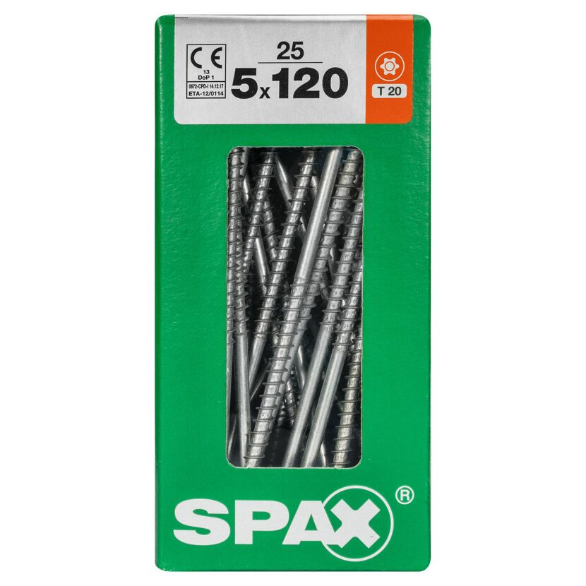 Universalschrauben T20 T-Star plus Edelstahl verzinkt 5,0 x 120 mm 25 Stück