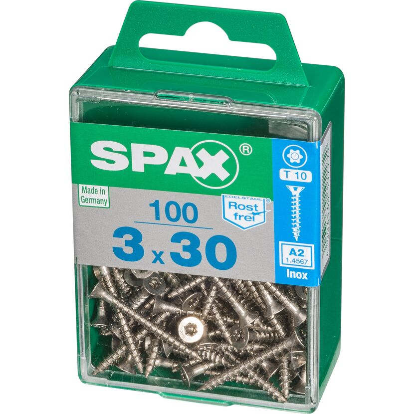 Holzschrauben T10 T-Star plus Edelstahl A2 3,0 x 30 mm 100 Stück