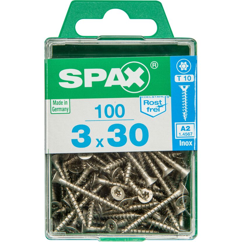 Holzschrauben T10 T-Star plus Edelstahl A2 3,0 x 30 mm 100 Stück
