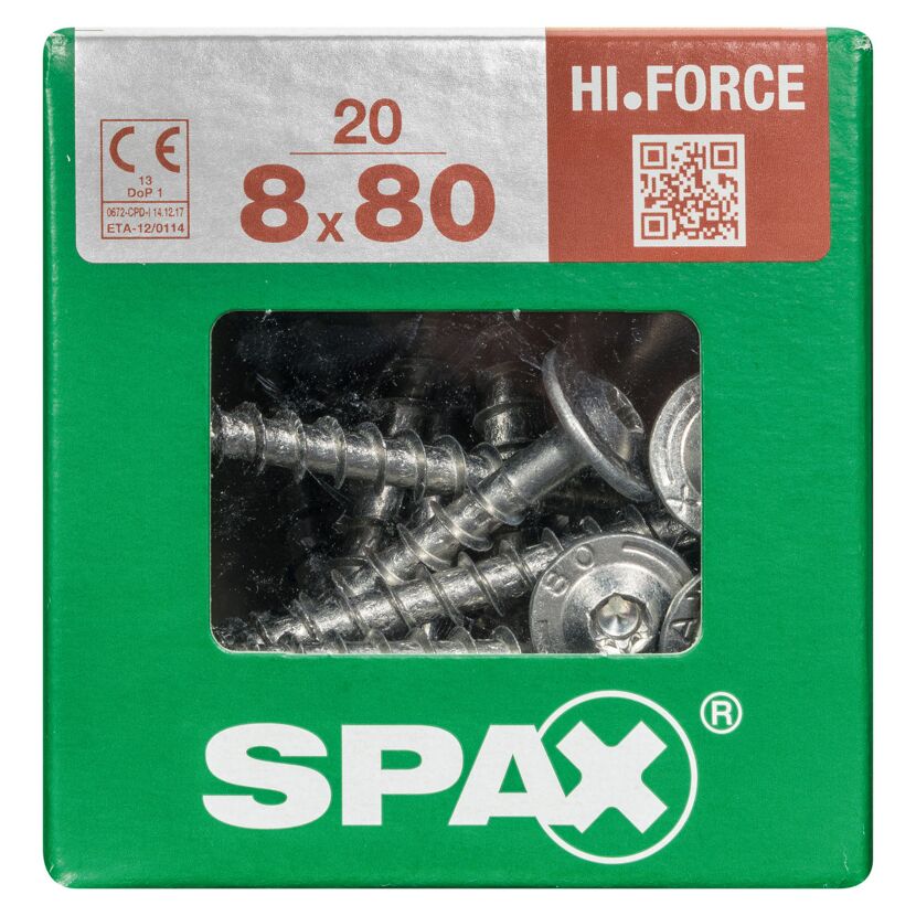 Holzschraube 'Hi.Force' T40 Stahl 8 x 80 mm 20 Stück
