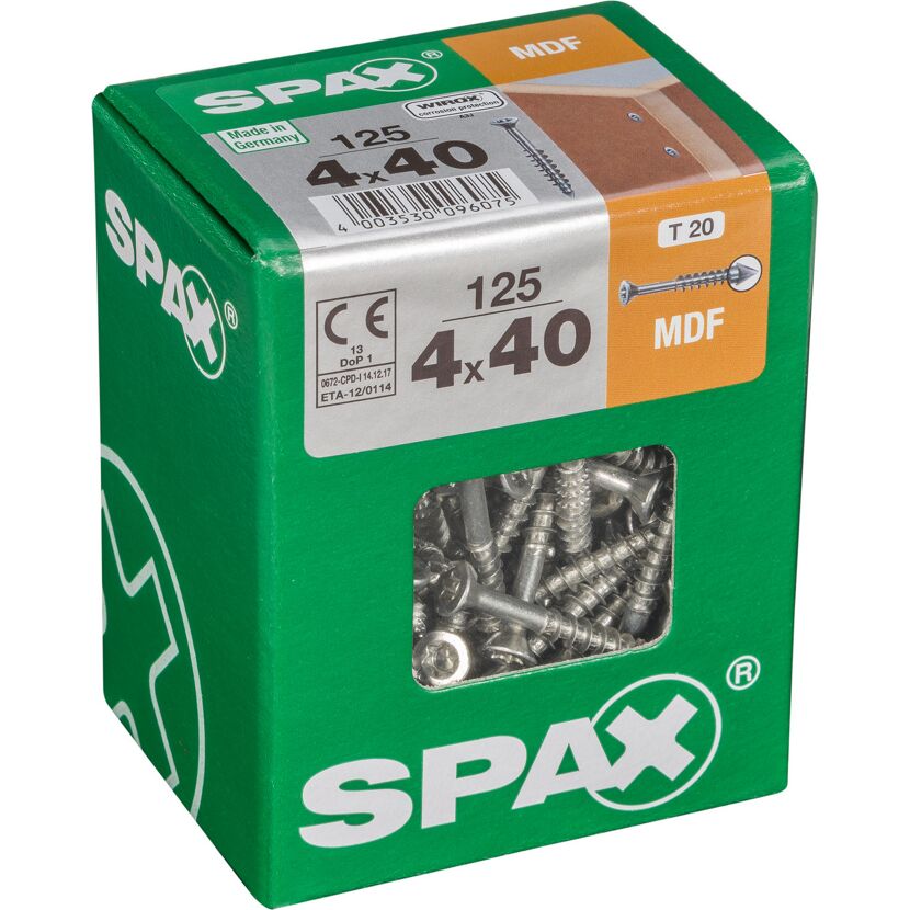 MDF-Schrauben T20 Stahl verzinkt 4 x 40 mm 125 Stück