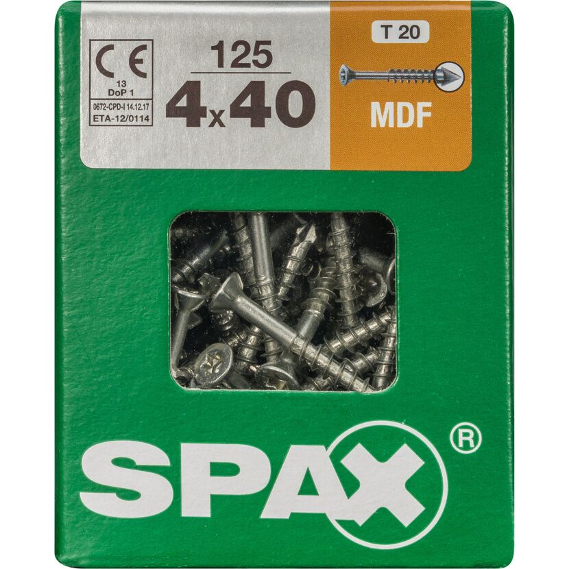 MDF-Schrauben T20 Stahl verzinkt 4 x 40 mm 125 Stück