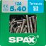 Terrassenschrauben T25 T-Star plus Edelstahl A2 5,0 x 40 mm 125 Stück