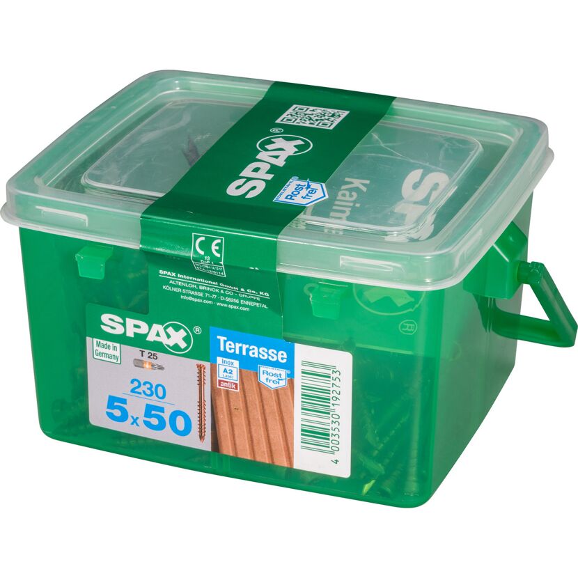 Terrassenschrauben T25 T-Star plus Edelstahl A2 5,0 x 50 mm 230 Stück