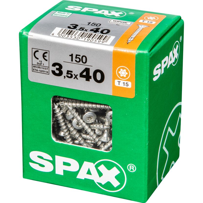 Linsensenkkopfschrauben T-Star plus T15 Stahl 3,5 x 40 mm 150 Stück