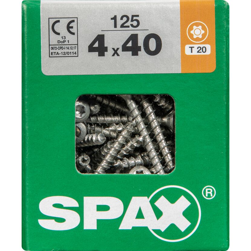 Linsensenkkopfschrauben T-Star plus T20 Stahl 4,0 x 40 mm 125 Stück