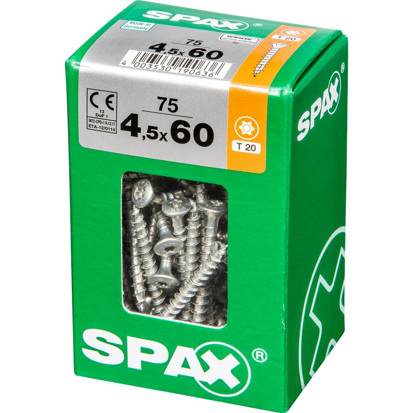 Linsensenkkopfschrauben T-Star plus T20 4,5 x 60 mm 75 Stück