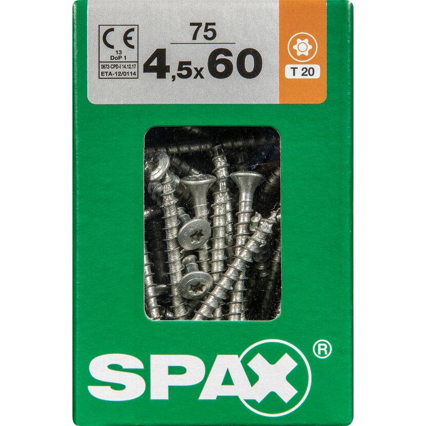 Linsensenkkopfschrauben T-Star plus T20 4,5 x 60 mm 75 Stück