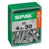 50 SPAX Schrauben 4,5x30 mm in einer grünen Box