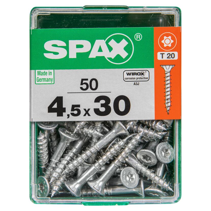 50 SPAX Schrauben 4,5 x 30 mm in einer Box