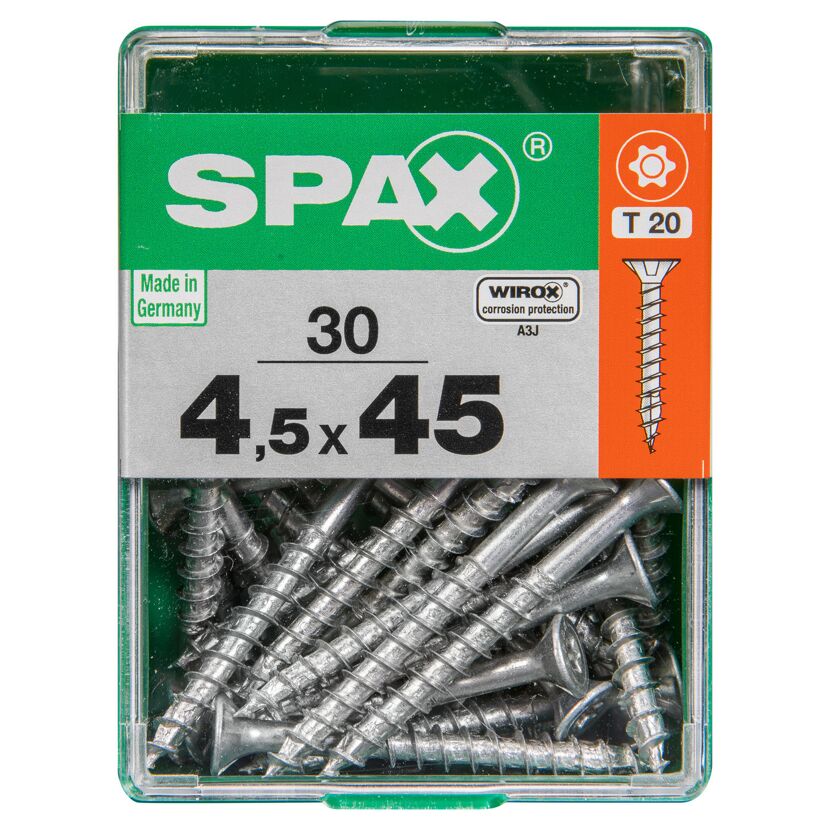 SPAX Schrauben 4,5 x 45 mm, 30 Stück in Box