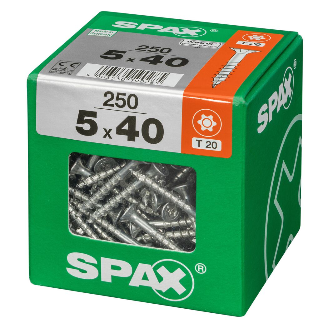 Universalschrauben T20 T-Star plus Edelstahl verzinkt 5,0 x 40 mm 250 Stück