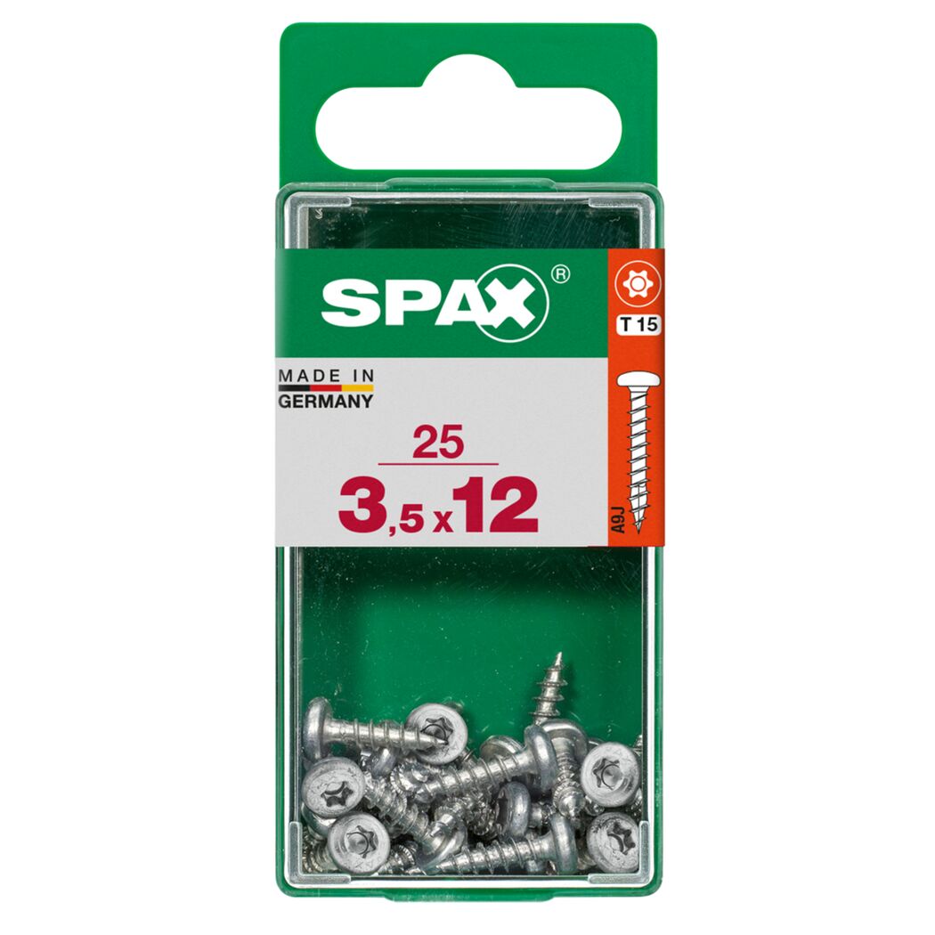 Universalschrauben Halbrundkopf T-Star plus T15 Stahl Ø 3,5 x 12 mm 25 Stück