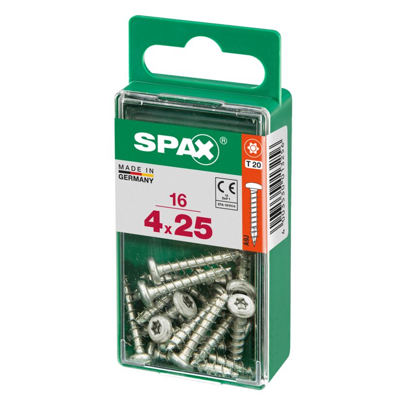 Universalschrauben Halbrundkopf T-Star plus T20 Stahl Ø 4 x 25 mm 16 Stück