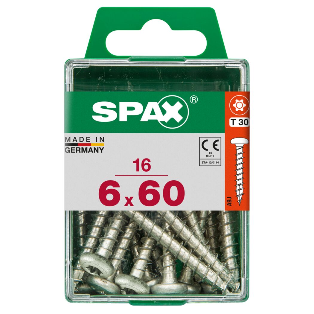 Universalschrauben Halbrundkopf T-Star plus T20 Stahl Ø 6 x 60 mm 16 Stück