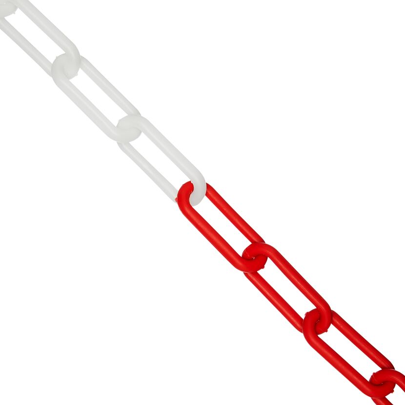 Gliederkette Kunststoff Meterware 6 mm rot/weiß nachleuchtend