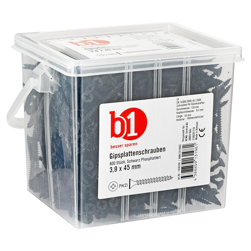 800 Stück Gipsplattenschrauben 3,9 x 45 mm in Box