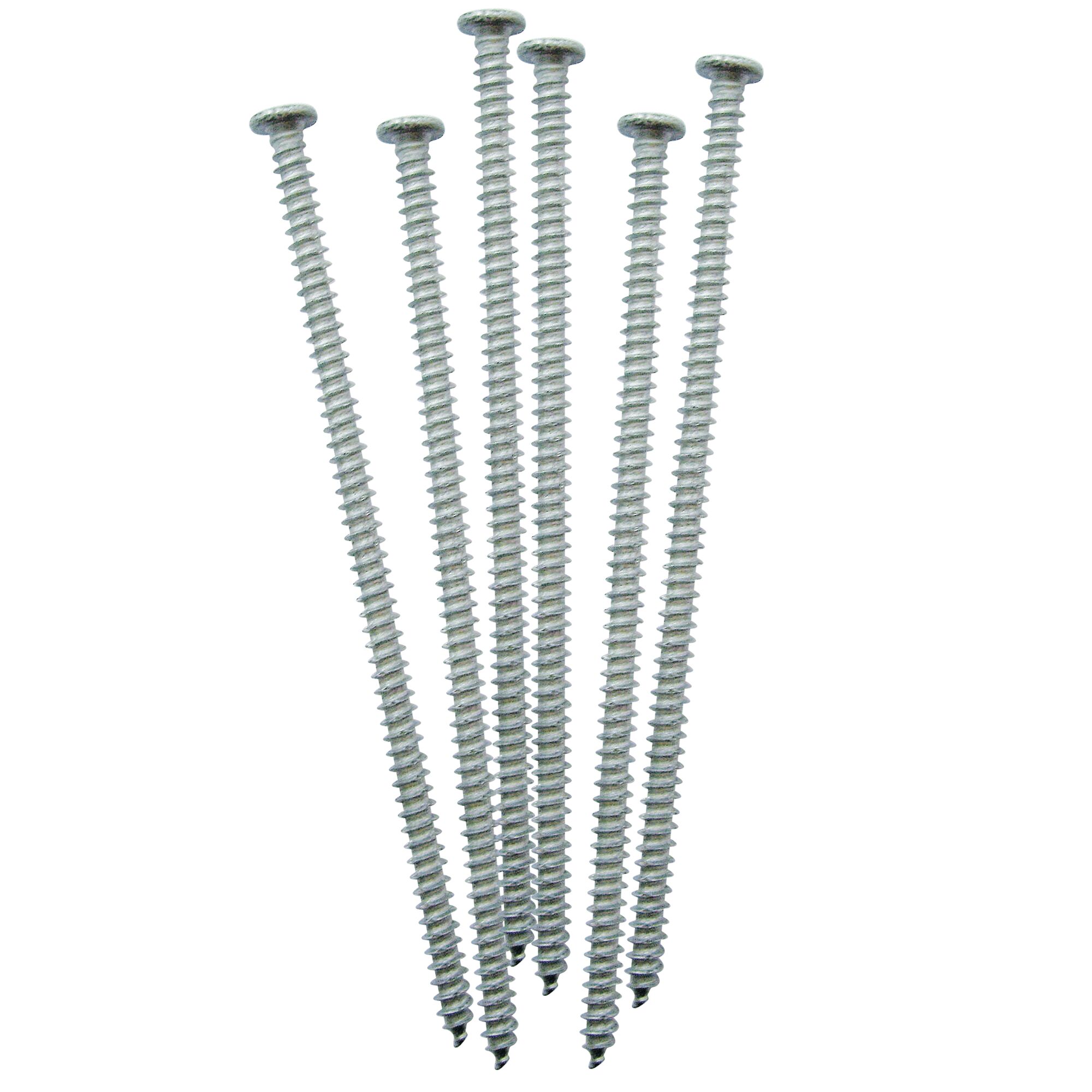 Sechs silberfarbene Montageschrauben