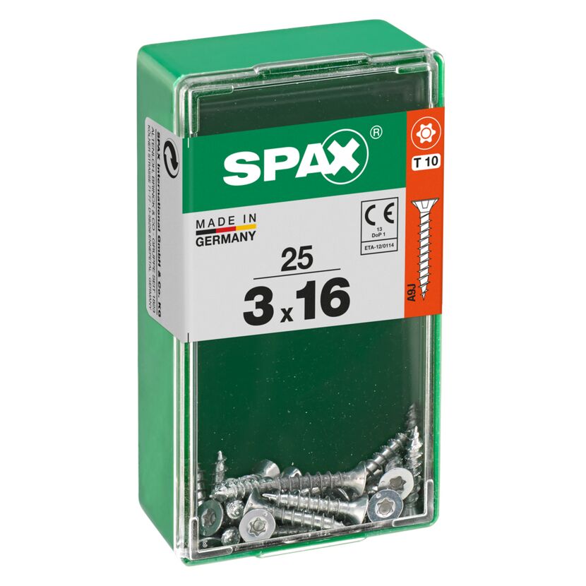 SPAX Senkkopfschrauben 3 x 16 mm, 25 Stück, WIROX, T-STAR plus