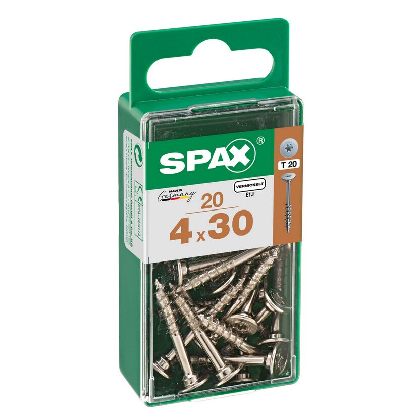 SPAX Schrauben 4x30 mm vernickelt in Verpackung