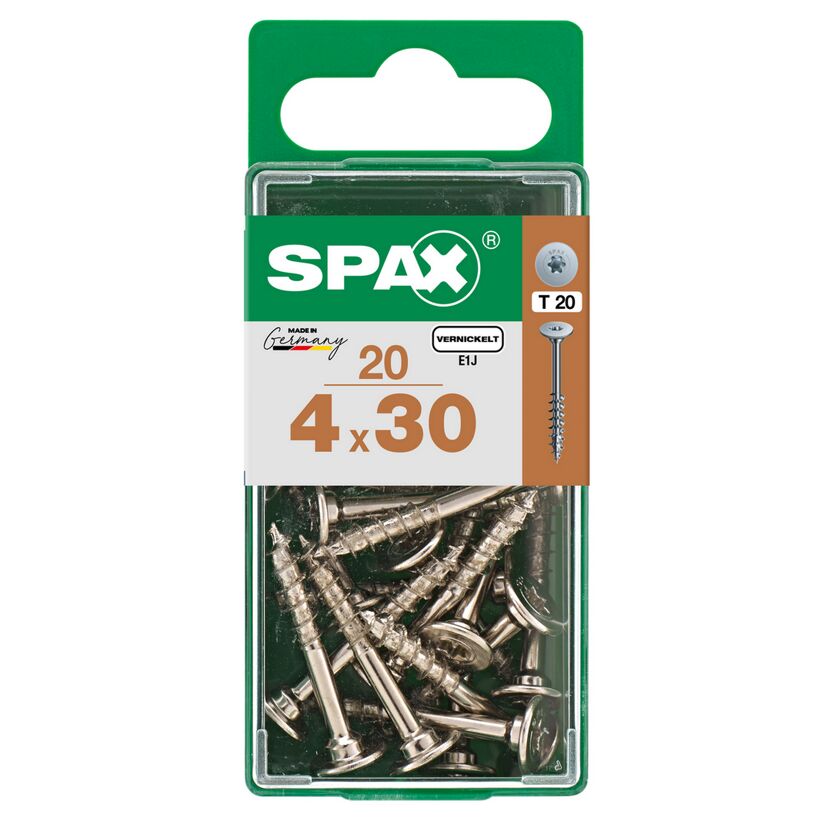 SPAX Schrauben 4x30 mm vernickelt, 20 Stück