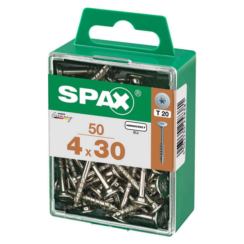 SPAX Schrauben 4 x 30 mm, 50 Stück, vernickelt