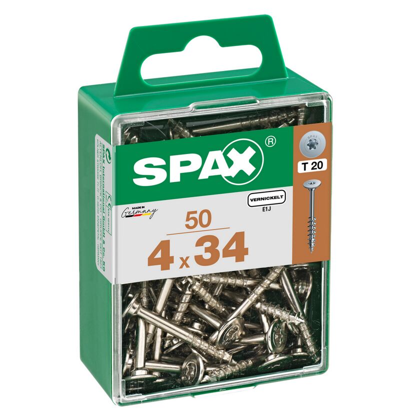 50 SPAX Schrauben 4x34 mm vernickelt