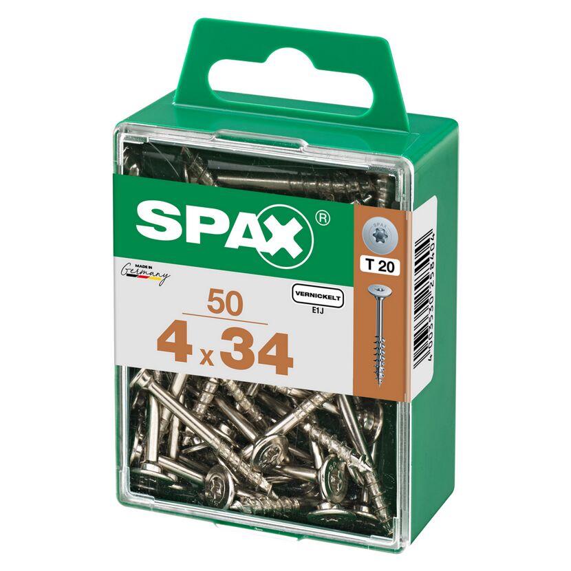 SPAX Schrauben 4 x 34 mm, 50 Stück, vernickelt