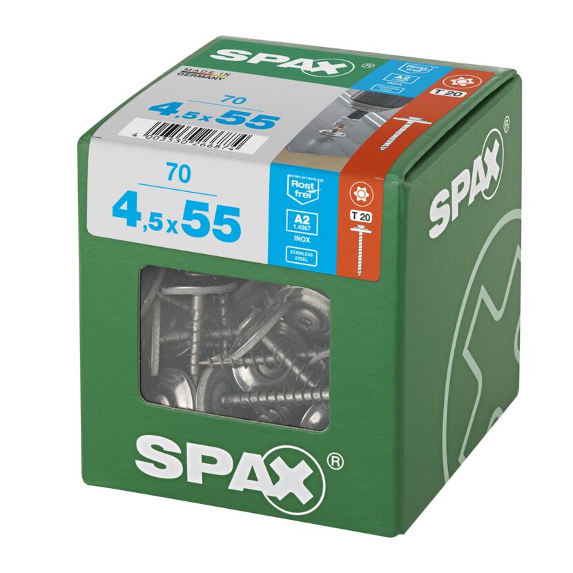 SPAX Spenglerschrauben 4,5 x 55 mm in Verpackung
