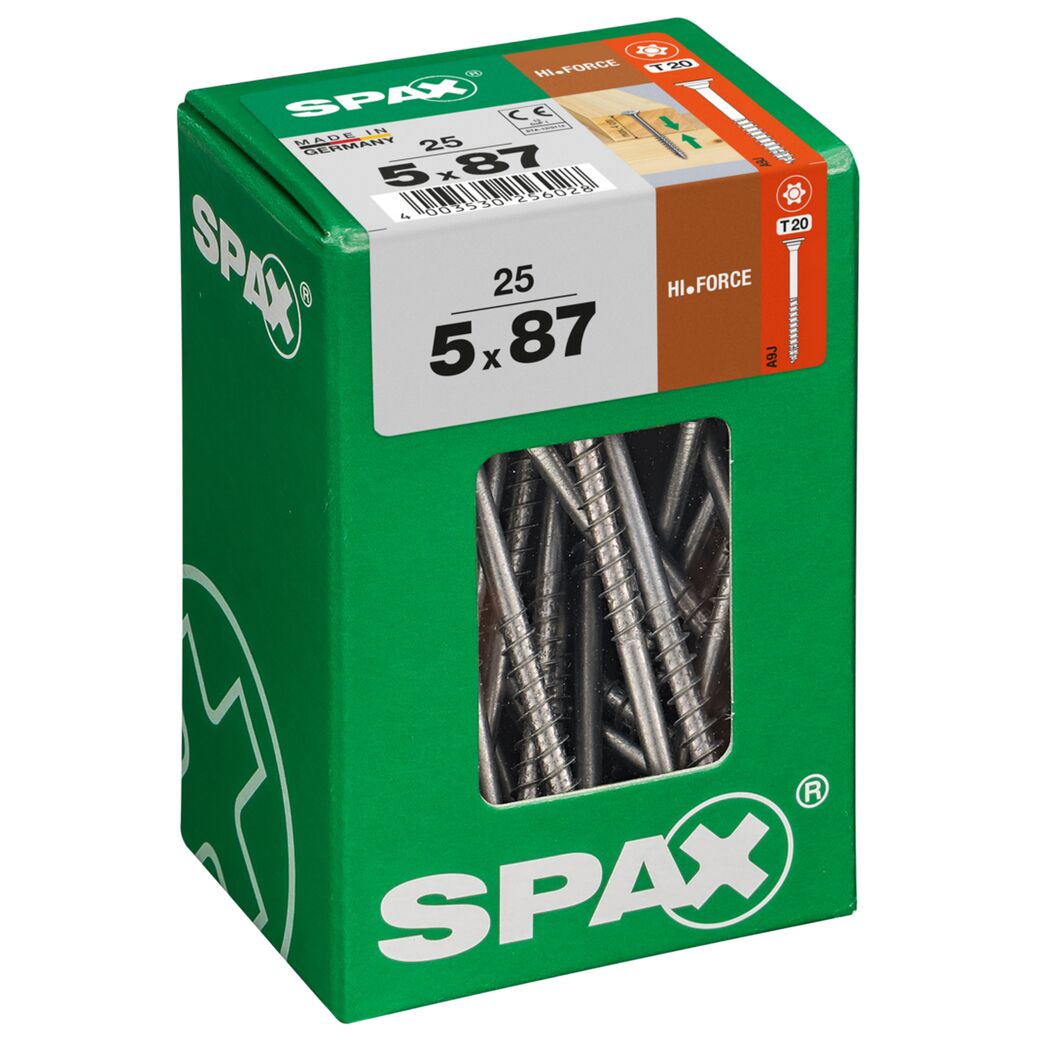 SPAX Hi-Force Schrauben 5x87mm, 25 Stück in grüner Verpackung