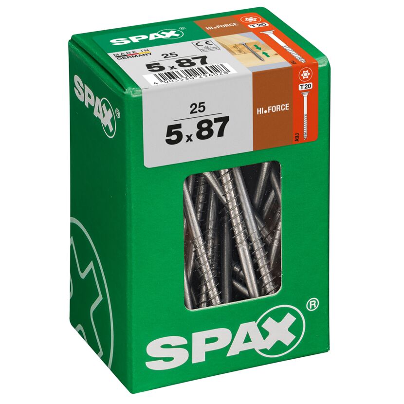 SPAX Hi-Force Schrauben 5x87mm, 25 Stück in grüner Verpackung