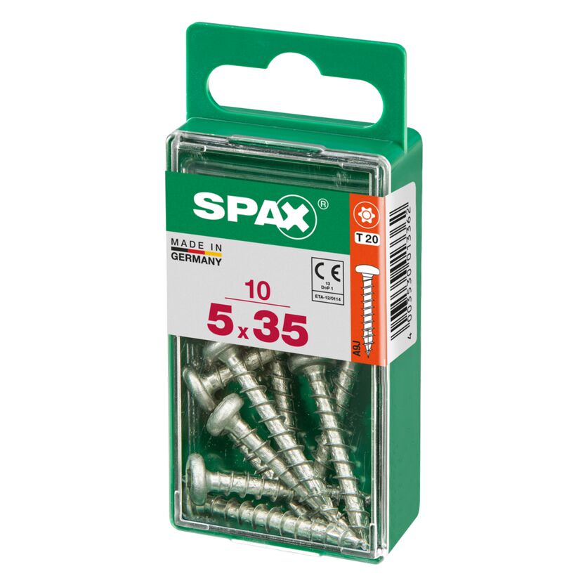 SPAX Schrauben 5x35mm, 10 Stück in grüner Verpackung