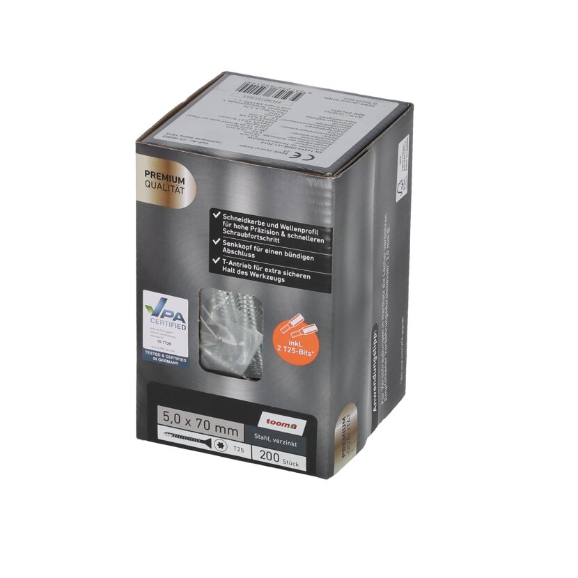 200 Stück Stahlschrauben 5 x 70 mm in Verpackung