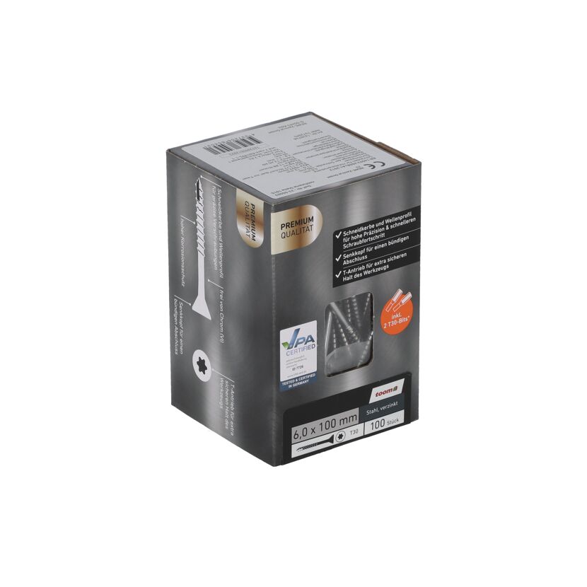 Verpackung von 100 Stück Schrauben 6,0 x 100 mm