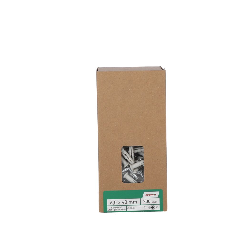 200er Pack Nageldübel 6 x 40 mm von Toom in Verpackung
