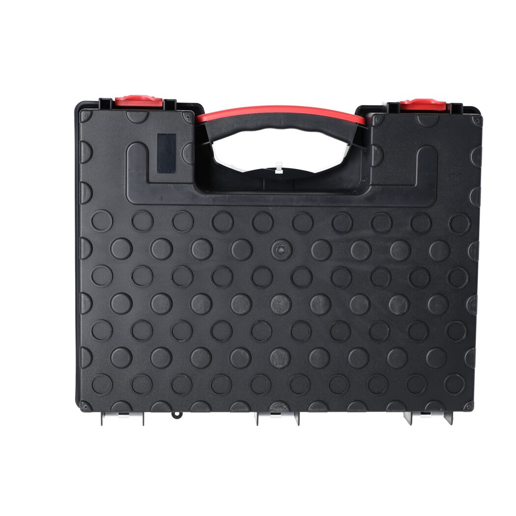 Schwarzer Werkzeugkoffer mit rotem Griff