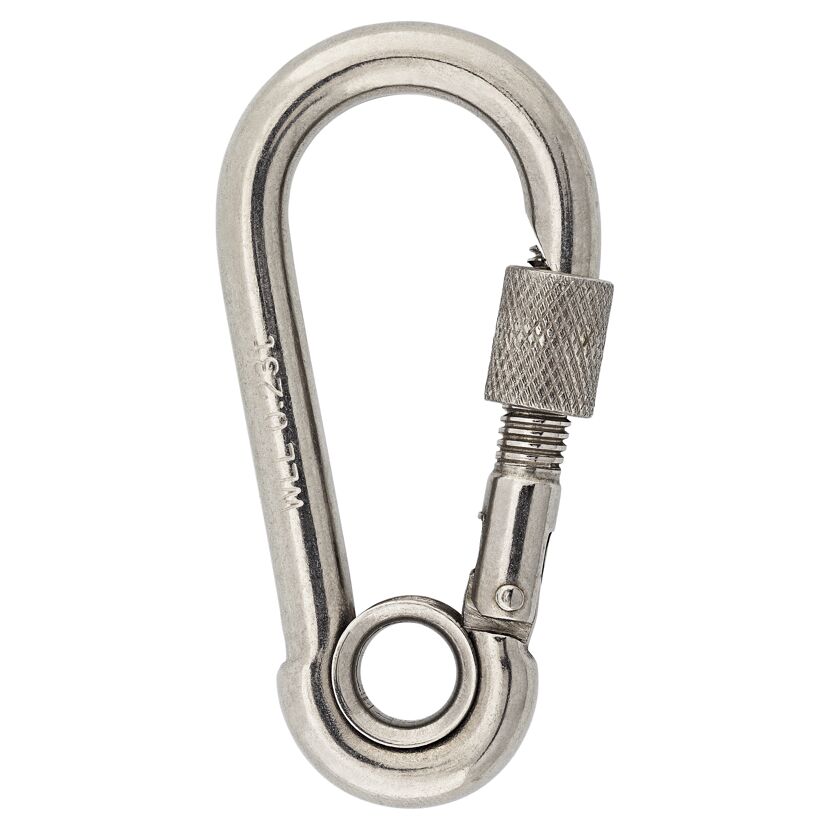 Karabinerhaken mit Sicherung Edelstahl 4A Ø 8 mm