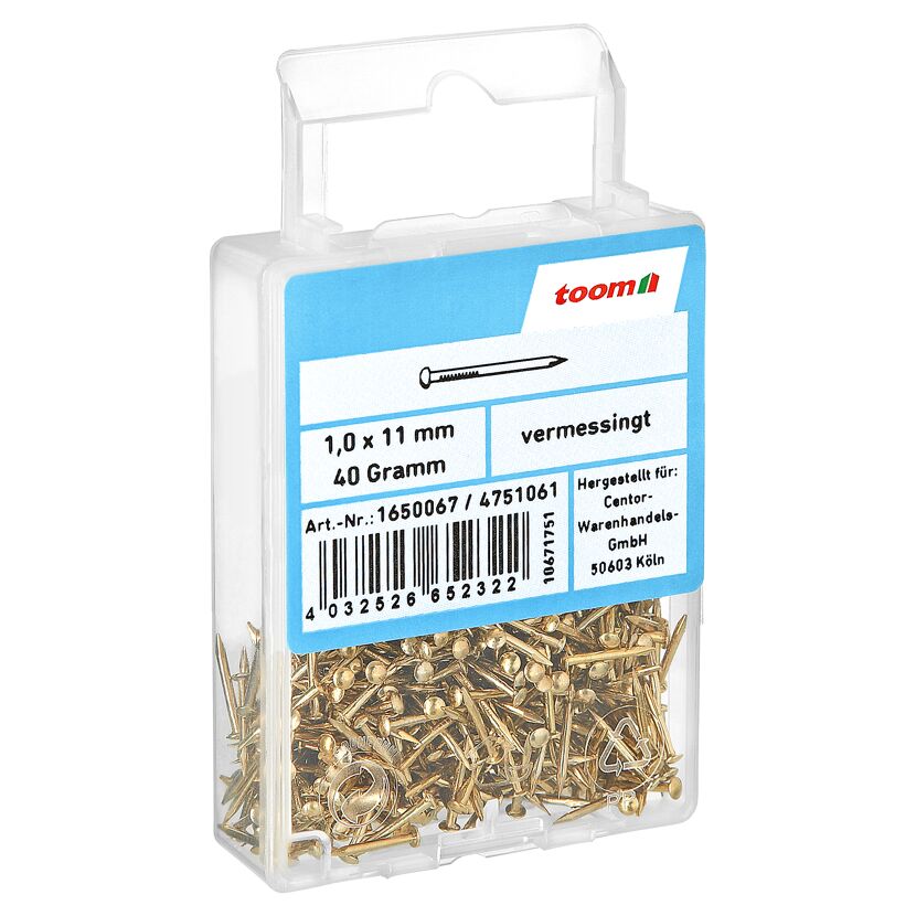 Rundkopfstifte vermessingt Ø 0,1 x 1,1 cm
