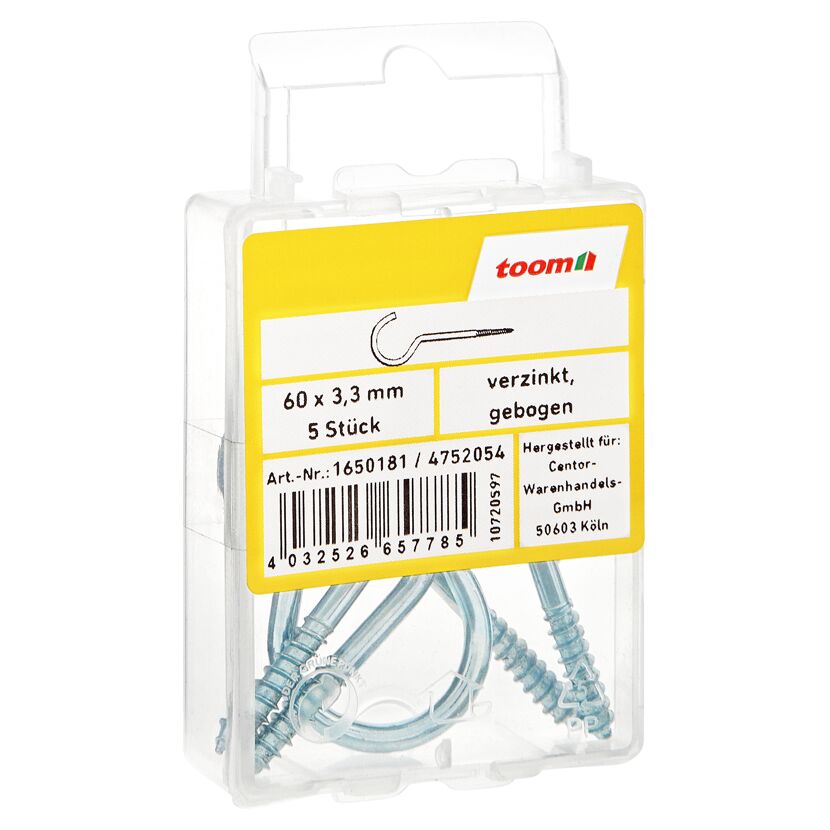 Schraubhaken 6 cm 5 Stück