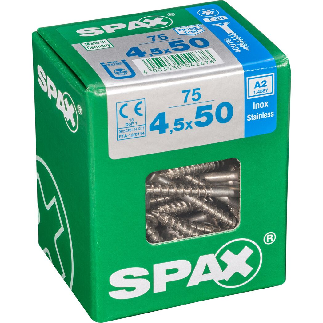 Senkkopfschrauben T-Star rostfrei Ø 4,5 x 50 mm 75 Stück