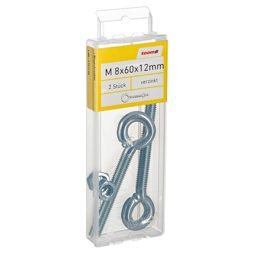 Ringschrauben Stahl verzinkt M8 x 60 mm 2 Stück