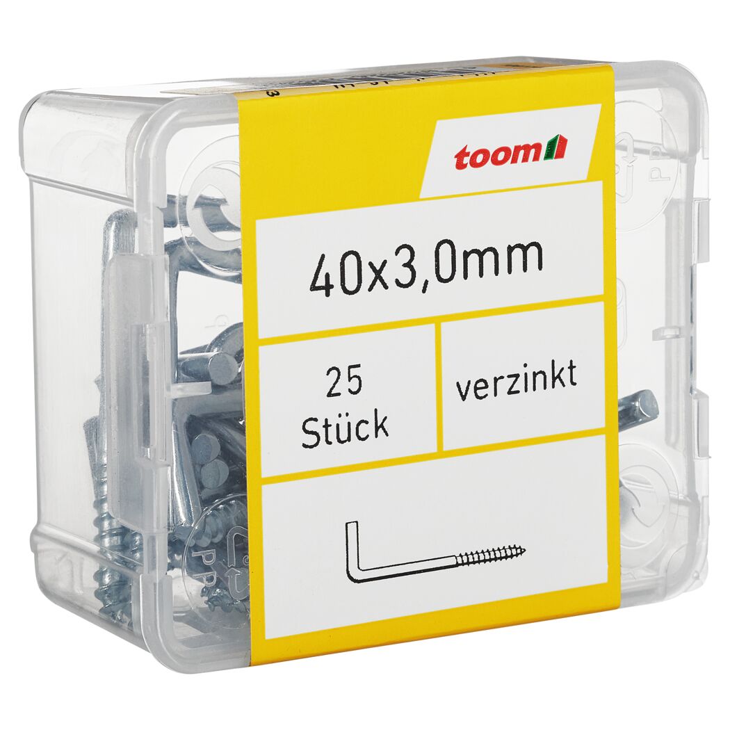 Schraubhaken Stahl verzinkt 3,0 x 40 mm 25 Stück