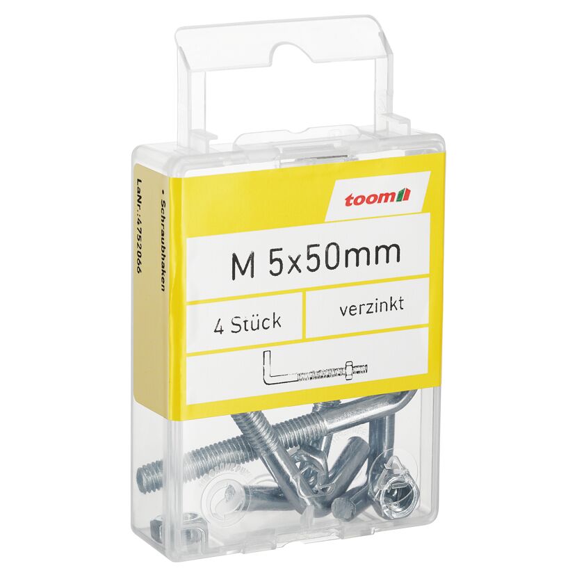 Schraubhaken Stahl verzinkt M5 x 50 mm 4 Stück