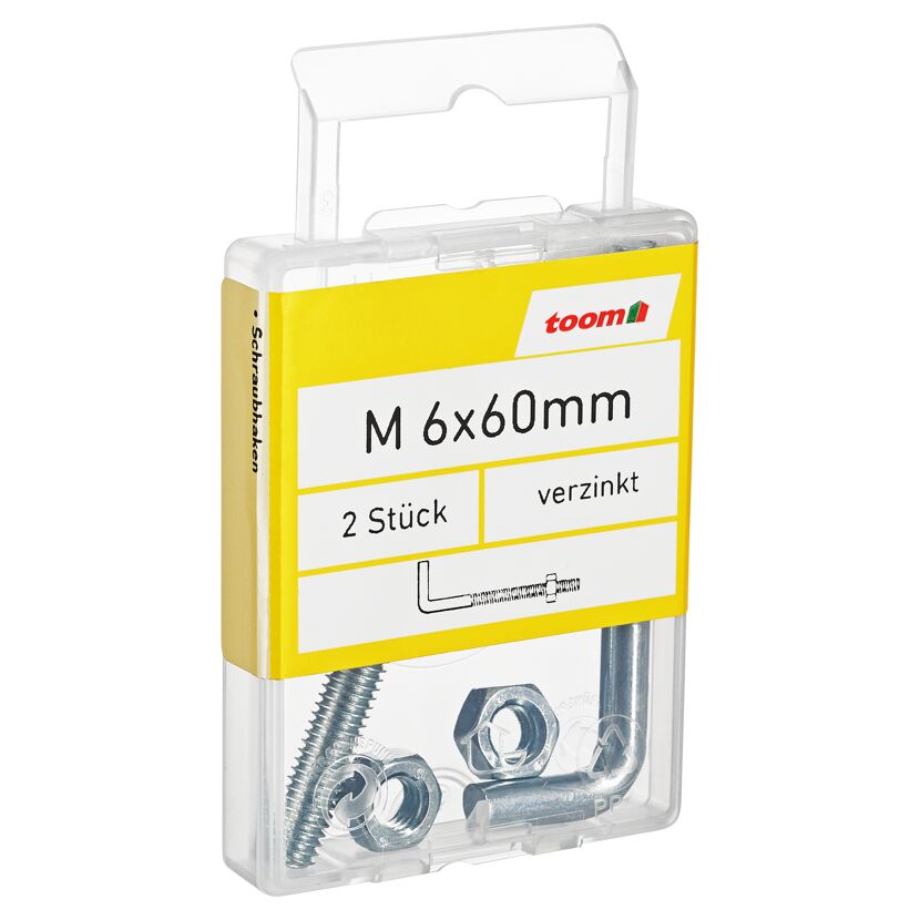 Schraubhaken Stahl verzinkt M6 x 60 mm 2 Stück