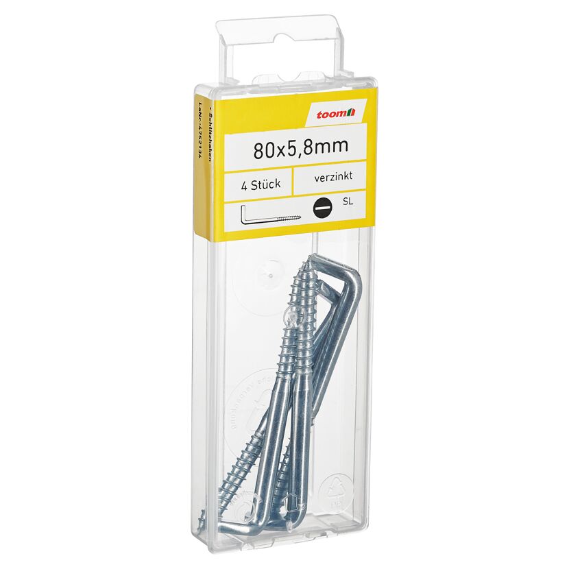 Schlitzhaken Stahl verzinkt 5,8 x 80 mm 4 Stück