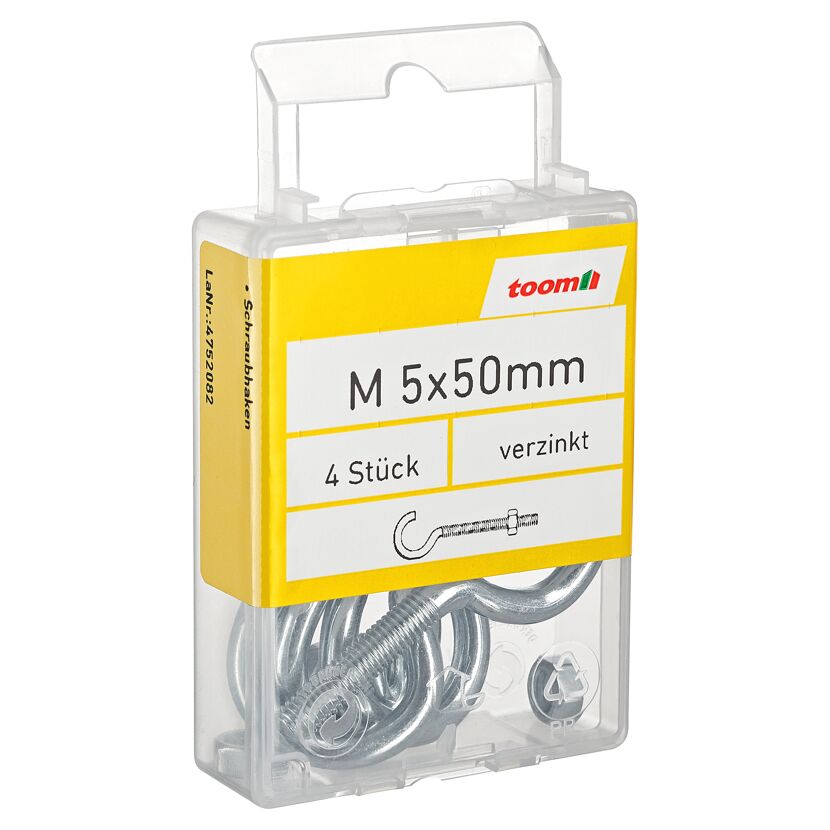 Schraubhaken Stahl verzinkt M5 x 50 mm 4 Stück
